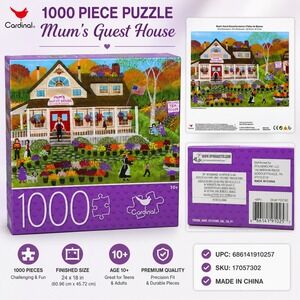 Cardinal Mums Guest House 1000 Piece Jigsaw Puzzle Cheryl Bartley Folk Art 24x18